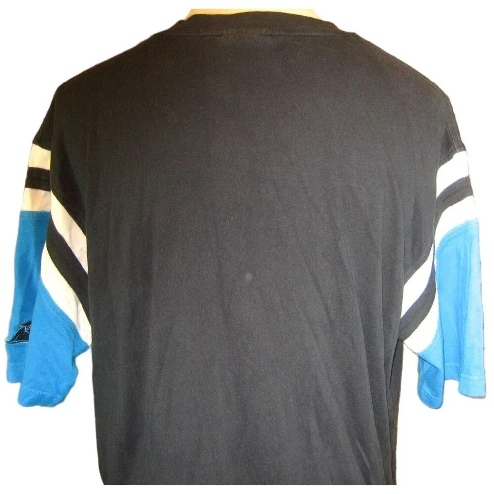 Mens NFL Black/Teal Cotton SS Carolina Panthers Football Jersey sz XL